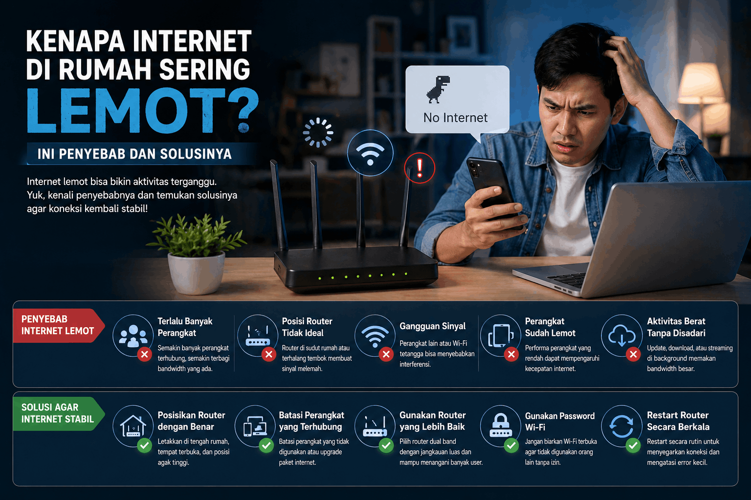Kenapa Internet di Rumah Sering Lemot? Ini Penyebab dan Solusinya